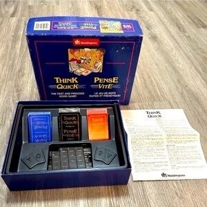 Vintage 1989 THINK QUICK fun family word game. 2 or more players. Age 8+. EEUC.